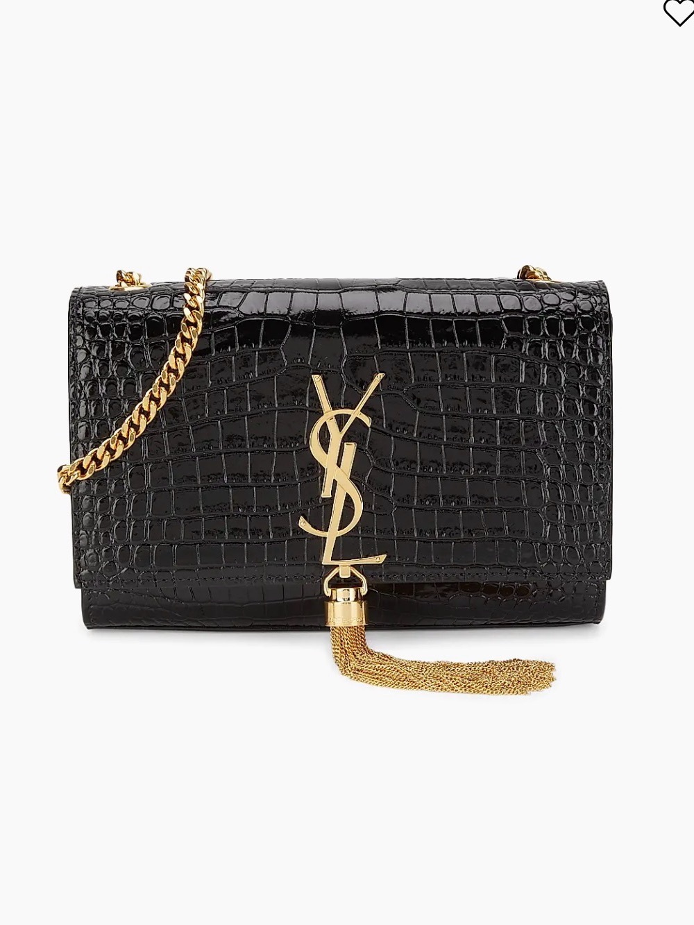 Saint Laurent Small Kate Crocodile-Embossed Leather Shoulder Bag With Tassel